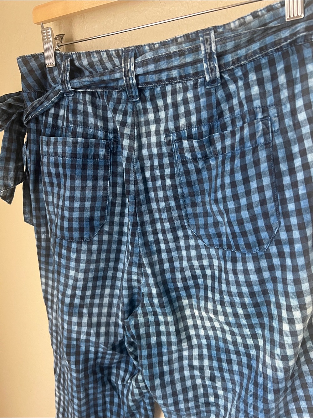 Anthropologie maeve washed blue gingham belted pants - Picture 7 of 8